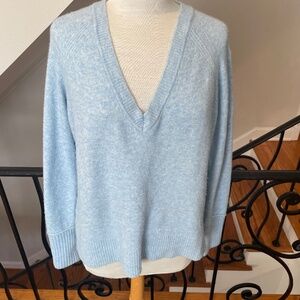 Nearly new pale blue J crew V neck wool sweater Y2K look